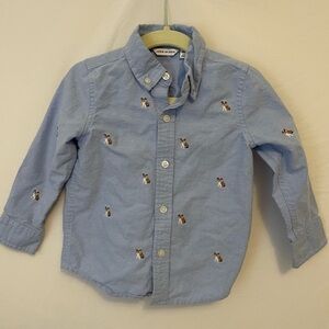 NWOT Janie and Jack bulldogs Oxford button up shirt. Size: 18-24 months